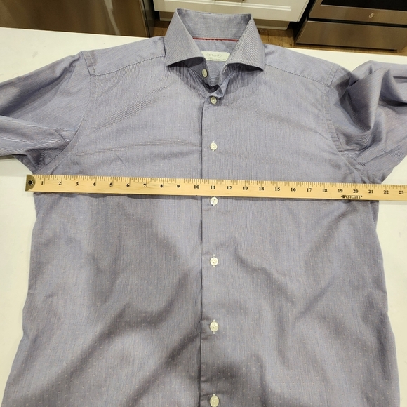 Eton Shirt Mens M 39 15.3/4 Blue Button Up Harrogate Contemporary Long Sleeve - Picture 8 of 12